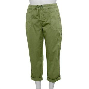 NWT Sonoma Comfort Waist Utility Capri Pants Green Plus Size 30W